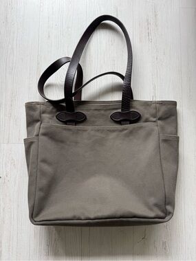 Filson Tote Bag Open Top Otter Green Rugged Twill Made in USA Unisex Vintage
